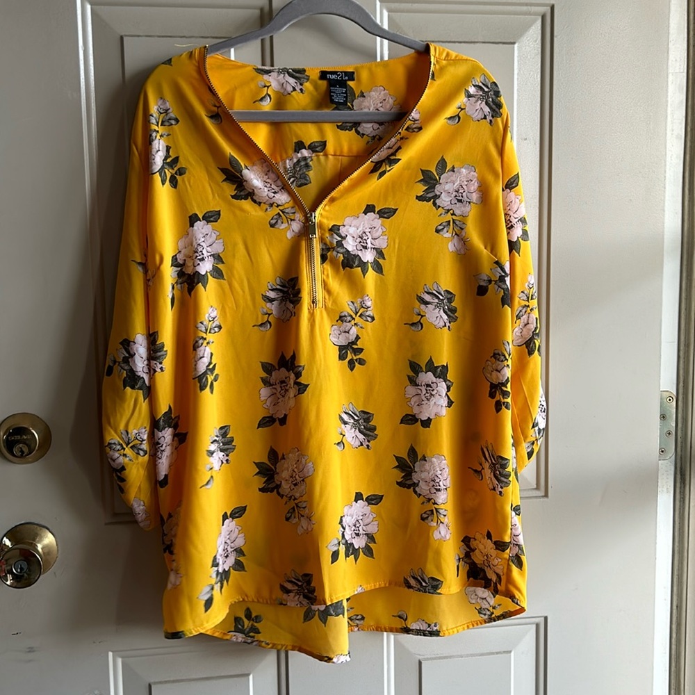 Yellow Floral Print Flowy Top